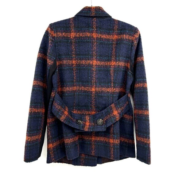 CABI Checkmate Jacket Wool Blue Orange Plaid Double Breasted Blazer Medium - Picture 3 of 9